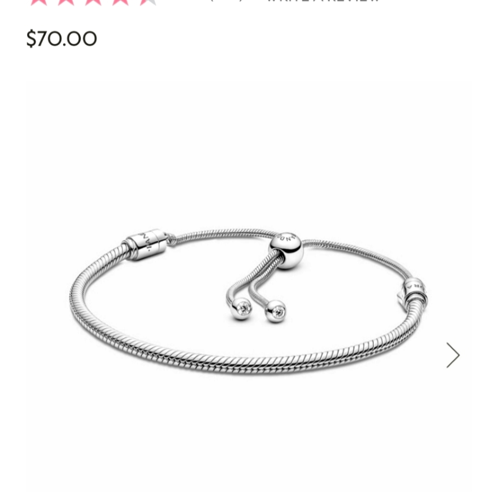 Pandora Sterling Silver Chain Slider  Bracelet with charms